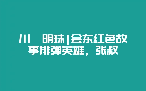 川滇明珠|会东红色故事排弹英雄，张叔-会东网