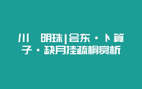 川滇明珠|会东·卜算子·缺月挂疏桐赏析-会东网