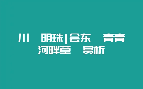 川滇明珠|会东《青青河畔草》赏析-会东网