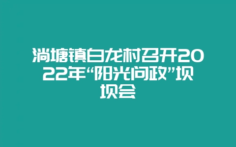 淌塘镇白龙村召开2022年“阳光问政”坝坝会-会东网