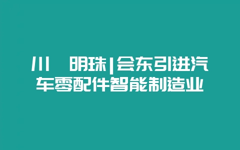 川滇明珠|会东引进汽车零配件智能制造业-会东网
