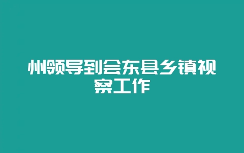 州领导到会东县乡镇视察工作