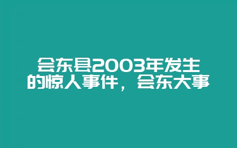 会东县2003年发生的惊人事件，会东大事