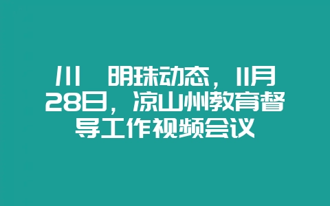 川滇明珠动态，11月28日，凉山州教育督导工作视频会议-会东网
