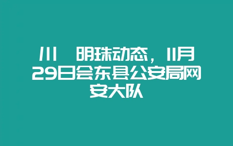 川滇明珠动态，11月29日会东县公安局网安大队-会东网
