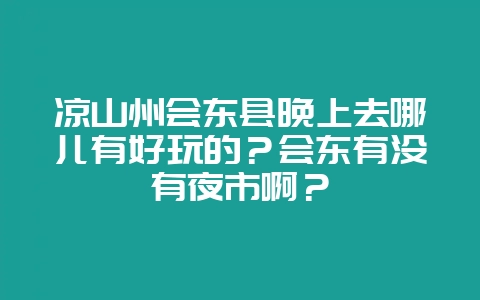 凉山州会东县晚上去哪儿有好玩的？会东有没有夜市啊？-会东网