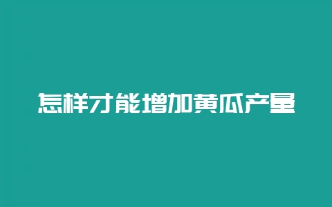 怎样才能增加黄瓜产量-会东网