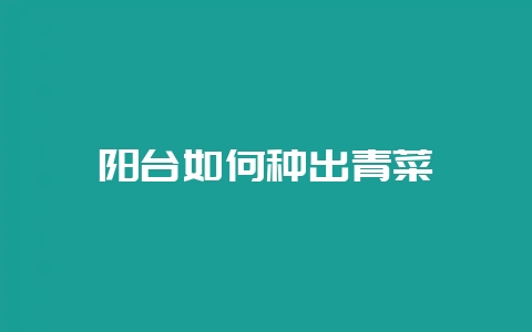 阳台如何种出青菜-会东网
