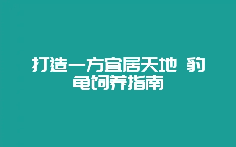 打造一方宜居天地 豹龟饲养指南插图 打造一方宜居天地 豹龟饲养指南插图