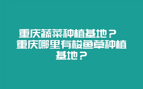 重庆蔬菜种植基地？ 重庆哪里有梭鱼草种植基地？-会东网