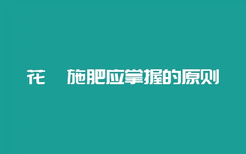 花卉施肥应掌握的原则-会东网