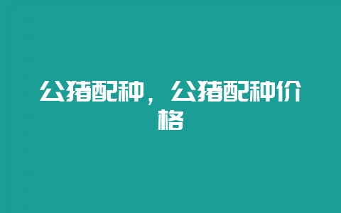 公猪配种，公猪配种价格-会东网