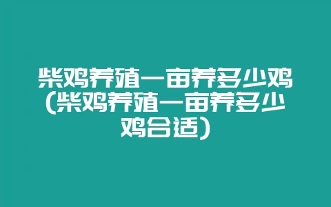 柴鸡养殖一亩养多少鸡(柴鸡养殖一亩养多少鸡合适)-会东网