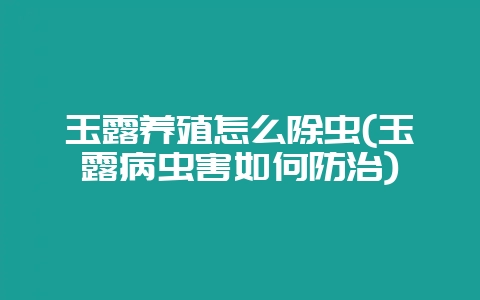 玉露养殖怎么除虫(玉露病虫害如何防治)-会东网