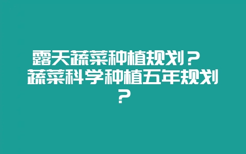 露天蔬菜种植规划？ 蔬菜科学种植五年规划？-会东网