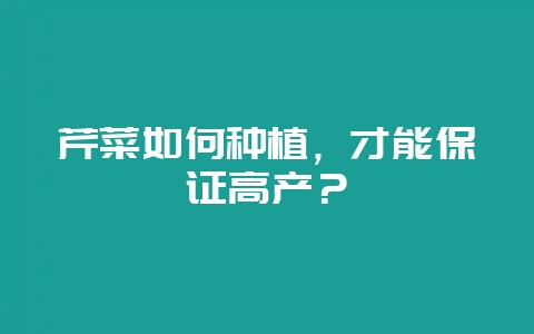 芹菜如何种植，才能保证高产？-会东网
