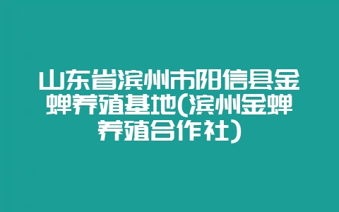 山东省滨州市阳信县金蝉养殖基地(滨州金蝉养殖合作社)-会东网