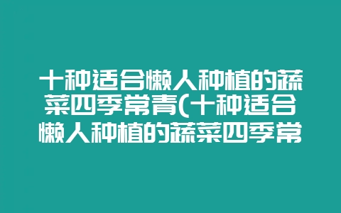 十种适合懒人种植的蔬菜四季常青(十种适合懒人种植的蔬菜四季常青植物)-会东网