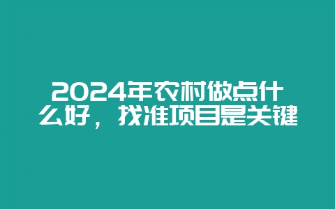 2024年农村做点什么好，找准项目是关键-会东网