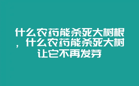 什么农药能杀死大树根，什么农药能杀死大树让它不再发芽-会东网