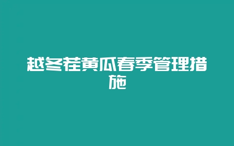 越冬茬黄瓜春季管理措施-会东网