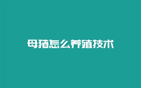母猪怎么养殖技术-会东网