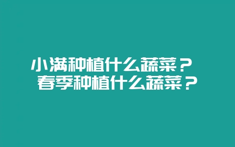 小满种植什么蔬菜？ 春季种植什么蔬菜？-会东网
