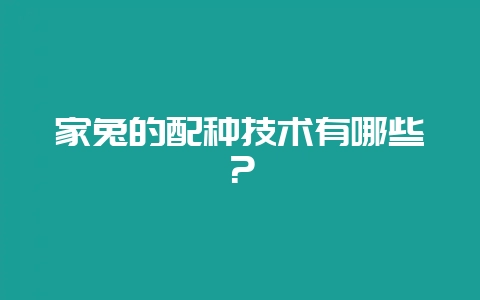 家兔的配种技术有哪些？-会东网