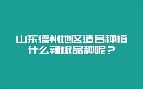 山东德州地区适合种植什么辣椒品种呢？-会东网