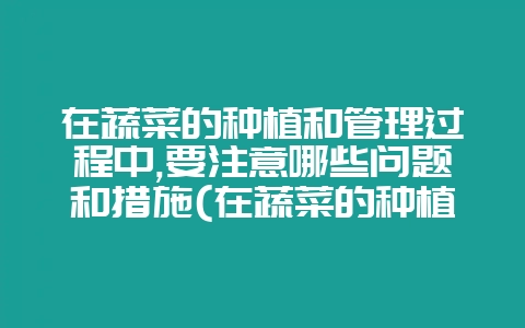 在蔬菜的种植和管理过程中,要注意哪些问题和措施(在蔬菜的种植和管理过程中要注意哪些问题)插图 在蔬菜的种植和管理过程中,要注意哪些问题和措施(在蔬菜的种植和管理过程中要注意哪些问题)插图
