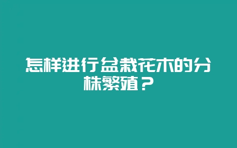 怎样进行盆栽花木的分株繁殖？-会东网