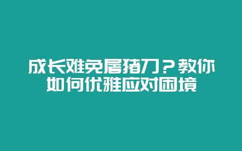 成长难免屠猪刀？教你如何优雅应对困境-会东网
