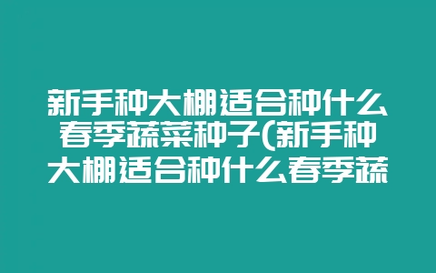 新手种大棚适合种什么春季蔬菜种子(新手种大棚适合种什么春季蔬菜种子呢)-会东网