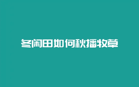 冬闲田如何秋播牧草-会东网