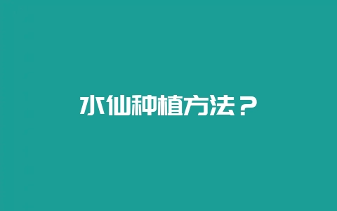 水仙种植方法？-会东网
