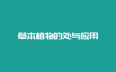 草本植物的处与应用-会东网