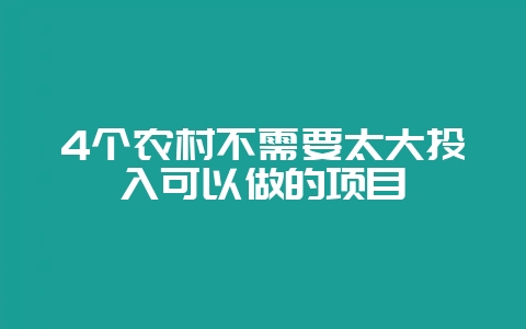 4个农村不需要太大投入可以做的项目-会东网