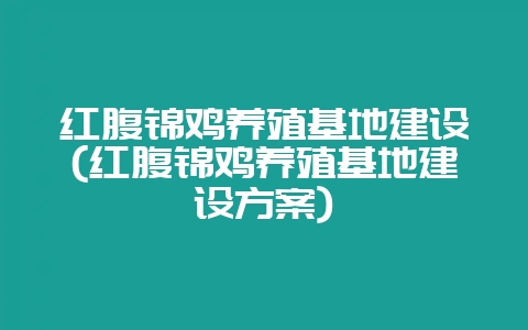 红腹锦鸡养殖基地建设(红腹锦鸡养殖基地建设方案)-会东网