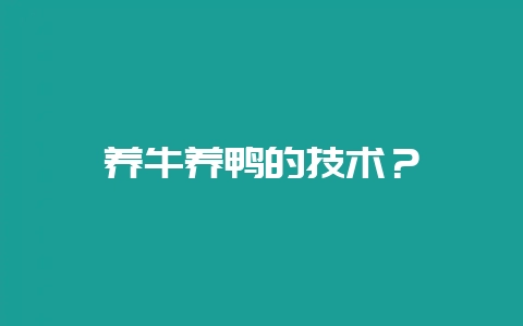 养牛养鸭的技术？-会东网