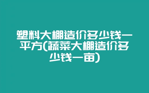 塑料大棚造价多少钱一平方(蔬菜大棚造价多少钱一亩)-会东网