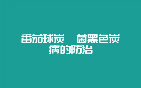 番茄球炭疽菌黑色炭疽病的防治-会东网
