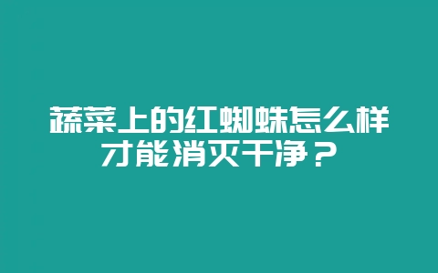 蔬菜上的红蜘蛛怎么样才能消灭干净？-会东网