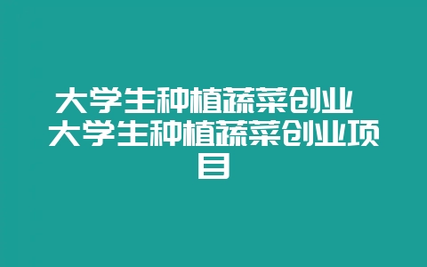 大学生种植蔬菜创业 大学生种植蔬菜创业项目插图 大学生种植蔬菜创业 大学生种植蔬菜创业项目插图