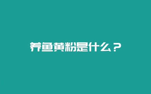 养鱼黄粉是什么？-会东网