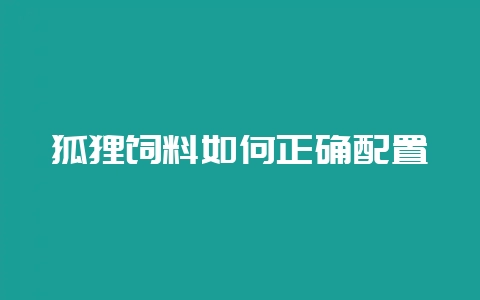 狐狸饲料如何正确配置-会东网