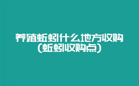 养殖蚯蚓什么地方收购(蚯蚓收购点)-会东网
