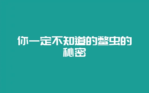 你一定不知道的鳖虫的秘密-会东网