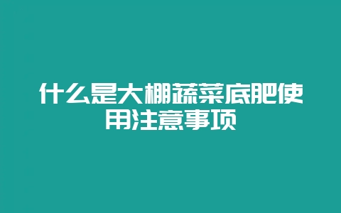 什么是大棚蔬菜底肥使用注意事项-会东网
