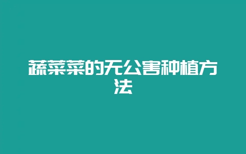 蔬菜菜的无公害种植方法-会东网