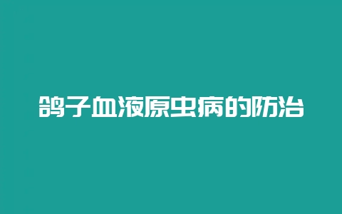 鸽子血液原虫病的防治-会东网